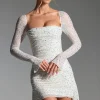 Oh Polly Party Dresses | Bride To Be^Embellished Draped Cowl-Neck Mini Dress in White