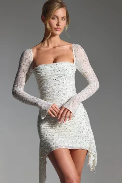 Oh Polly Party Dresses | Bride To Be^Embellished Draped Cowl-Neck Mini Dress in White