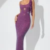 Oh Polly Party Dresses | Birthday^Embellished Draped Ruffle Maxi Dress in Plum