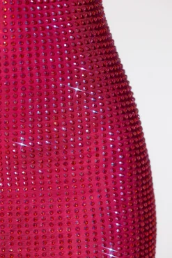 Oh Polly Party Dresses | Birthday^Embellished Extreme Cowl Neck Halter Mini Dress in Hot Pink HotPink