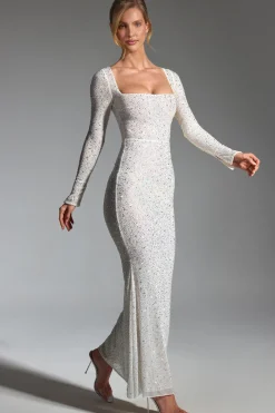 Oh Polly Bride To Be | Embellished Dresses^Embellished Fishtail Maxi Dress in White