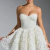 Oh Polly Party Dresses | Birthday^Embellished Floral-Appliqué Lace-Up Mini Dress in White