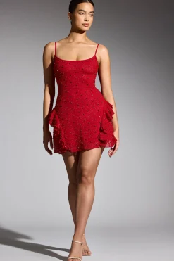 Oh Polly Women'S Clothing Sale - $65 And Under | Party Dresses^Embellished Frill Mini Dress in Red