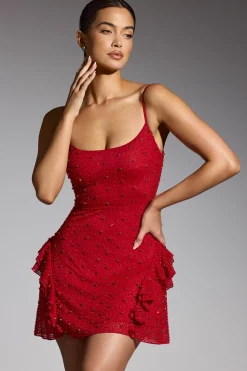 Oh Polly Women'S Clothing Sale - $65 And Under | Party Dresses^Embellished Frill Mini Dress in Red