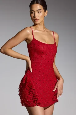 Oh Polly Women'S Clothing Sale - $65 And Under | Party Dresses^Embellished Frill Mini Dress in Red