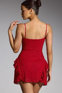 Oh Polly Women'S Clothing Sale - $65 And Under | Party Dresses^Embellished Frill Mini Dress in Red