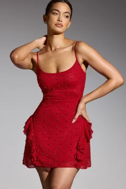 Oh Polly Women'S Clothing Sale - $65 And Under | Party Dresses^Embellished Frill Mini Dress in Red