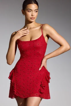 Oh Polly Women'S Clothing Sale - $65 And Under | Party Dresses^Embellished Frill Mini Dress in Red