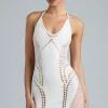 Oh Polly Women'S Clothing Sale - $65 And Under | Women'S Clothing Sale - $40 And Under^Embellished Halterneck Mini Dress in Ivory
