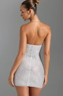 Oh Polly Party Dresses | Night Out^Embellished Halterneck Mini Dress in White