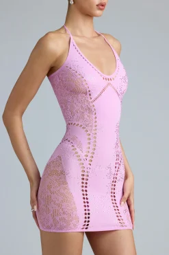 Oh Polly Women'S Clothing Sale - $65 And Under | Women'S Clothing Sale - $40 And Under^Embellished Halterneck Mini Dress in Violet Pink VioletPink