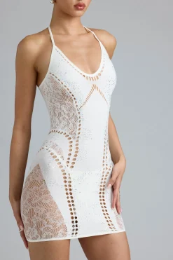 Oh Polly Women'S Clothing Sale - $65 And Under | Women'S Clothing Sale - $40 And Under^Embellished Halterneck Mini Dress in Ivory