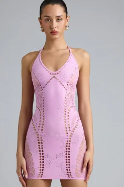 Oh Polly Women'S Clothing Sale - $65 And Under | Women'S Clothing Sale - $40 And Under^Embellished Halterneck Mini Dress in Violet Pink VioletPink