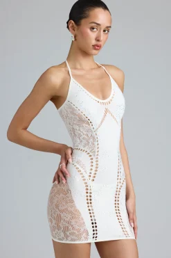 Oh Polly Women'S Clothing Sale - $65 And Under | Women'S Clothing Sale - $40 And Under^Embellished Halterneck Mini Dress in Ivory
