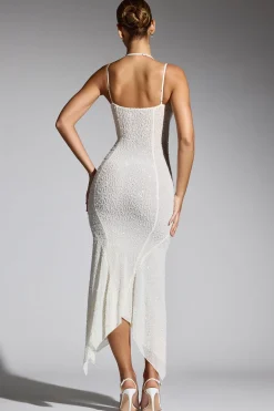 Oh Polly Party Dresses | Bride To Be^Embellished Handkerchief Hem Maxi Dress in White