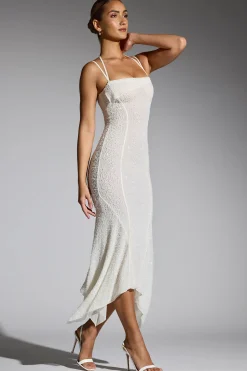 Oh Polly Party Dresses | Bride To Be^Embellished Handkerchief Hem Maxi Dress in White