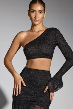 Oh Polly Women'S Clothing Sale - $65 And Under | Party Dresses^Embellished Handkerchief Hem Gown Skirt in Black