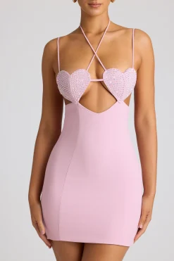 Oh Polly Women'S Clothing Sale - $65 And Under^Embellished Heart Cup Detail Mini Dress in Soft Pink SoftPink
