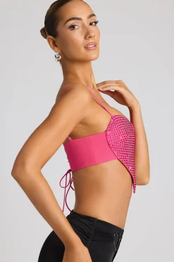Oh Polly Tops | Party Dresses^Embellished Heart Detail Crop Top in Magenta