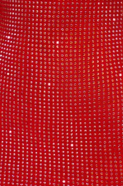 Oh Polly Party Dresses | Homecoming Dresses^Embellished High Neck Cowl Back Mini Dress in Fire Red FireRed