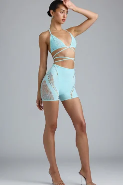 Oh Polly Women'S Clothing Sale - $65 And Under | Women'S Clothing Sale - $40 And Under^Embellished High-Waist Shorts in Ice Blue IceBlue