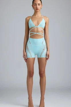 Oh Polly Women'S Clothing Sale - $65 And Under | Women'S Clothing Sale - $40 And Under^Embellished High-Waist Shorts in Ice Blue IceBlue