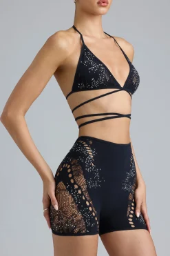 Oh Polly Women'S Clothing Sale - $65 And Under | Women'S Clothing Sale - $40 And Under^Embellished High-Waist Shorts in Black