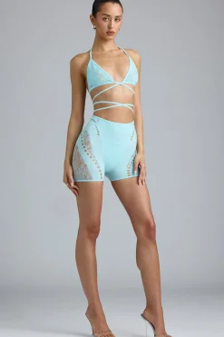 Oh Polly Women'S Clothing Sale - $65 And Under | Women'S Clothing Sale - $40 And Under^Embellished High-Waist Shorts in Ice Blue IceBlue