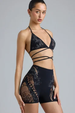 Oh Polly Women'S Clothing Sale - $65 And Under | Women'S Clothing Sale - $40 And Under^Embellished High-Waist Shorts in Black