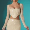 Oh Polly Women'S Clothing Sale - $65 And Under | Women'S Clothing Sale - $40 And Under^Embellished Lace Bodycon Mini Skirt in Ivory