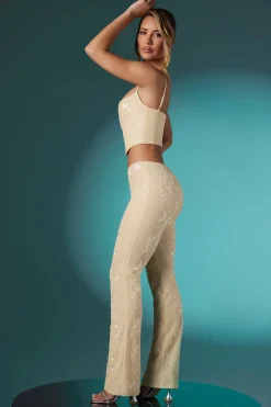 Oh Polly Women'S Clothing Sale - $65 And Under | Women'S Clothing Sale - $40 And Under^Embellished Lace Low Rise Trousers in Ivory