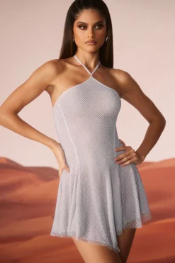 Oh Polly Women'S Clothing Sale - $65 And Under | Women'S Clothing Sale - $40 And Under^Embellished Lace Up Back Mini Dress in Silver