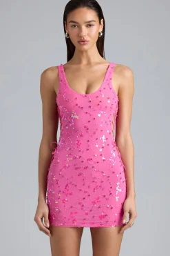 Oh Polly Women'S Clothing Sale - $65 And Under^Embellished Lace-Up Mini Dress in Bubblegum Pink BubblegumPink