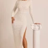 Oh Polly Bride To Be | Embellished Dresses^Embellished Long Sleeve Backless Maxi Dress in White