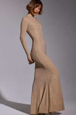 Oh Polly Wedding Guest | Party Dresses^Embellished Long Sleeve Evening Gown in Gold