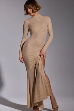 Oh Polly Wedding Guest | Party Dresses^Embellished Long Sleeve Evening Gown in Gold