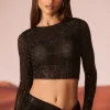 Oh Polly Women'S Clothing Sale - $65 And Under | Women'S Clothing Sale - $40 And Under^Embellished Long Sleeve Top in Black