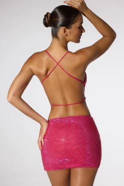 Oh Polly Women'S Clothing Sale - $65 And Under | Women'S Clothing Sale - $40 And Under^Embellished Low Rise Mini Skirt in Hot Pink HotPink