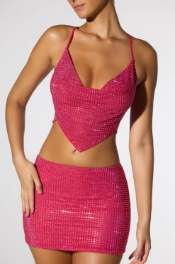 Oh Polly Women'S Clothing Sale - $65 And Under | Women'S Clothing Sale - $40 And Under^Embellished Low Rise Mini Skirt in Hot Pink HotPink