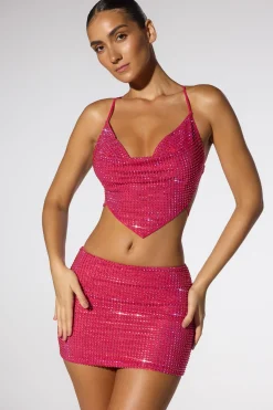 Oh Polly Women'S Clothing Sale - $65 And Under | Women'S Clothing Sale - $40 And Under^Embellished Low Rise Mini Skirt in Hot Pink HotPink