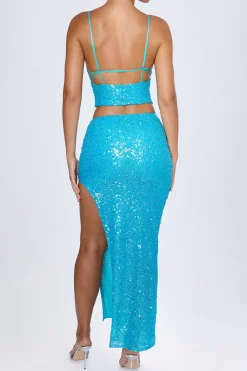 Oh Polly Skirts & Skorts | Co-Ords^Embellished Low-Rise Maxi Skirt in Turquoise