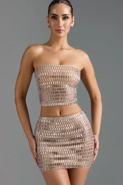 Oh Polly Skirts & Skorts | Co-Ords^Embellished Low-Rise Micro Mini Skirt in Almond