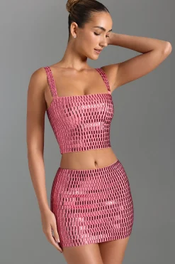 Oh Polly Skirts & Skorts | Co-Ords^Embellished Low-Rise Micro Mini Skirt in Watermelon