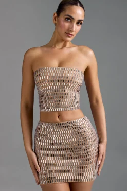 Oh Polly Skirts & Skorts | Co-Ords^Embellished Low-Rise Micro Mini Skirt in Almond