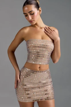 Oh Polly Skirts & Skorts | Co-Ords^Embellished Low-Rise Micro Mini Skirt in Almond