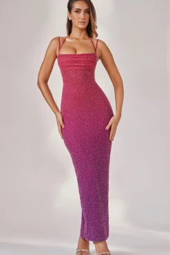 Oh Polly Wedding Guest | Party Dresses^Embellished Maxi Dress in Pink/Purple Ombré PinkandPurpleOmbré