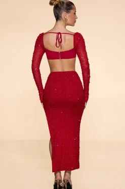 Oh Polly Women'S Clothing Sale - $65 And Under | Women'S Clothing Sale - $40 And Under^Embellished Maxi Skirt in Red