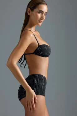 Oh Polly Bikini Sets | Bikini Tops^Embellished Micro Bikini Top in Black