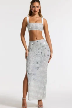 Oh Polly Party Dresses | Bride To Be^Embellished Mid Rise Gown Skirt in Silver