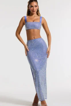 Oh Polly Women'S Clothing Sale - $65 And Under | Party Dresses^Embellished Mid Rise Gown Skirt in Blue